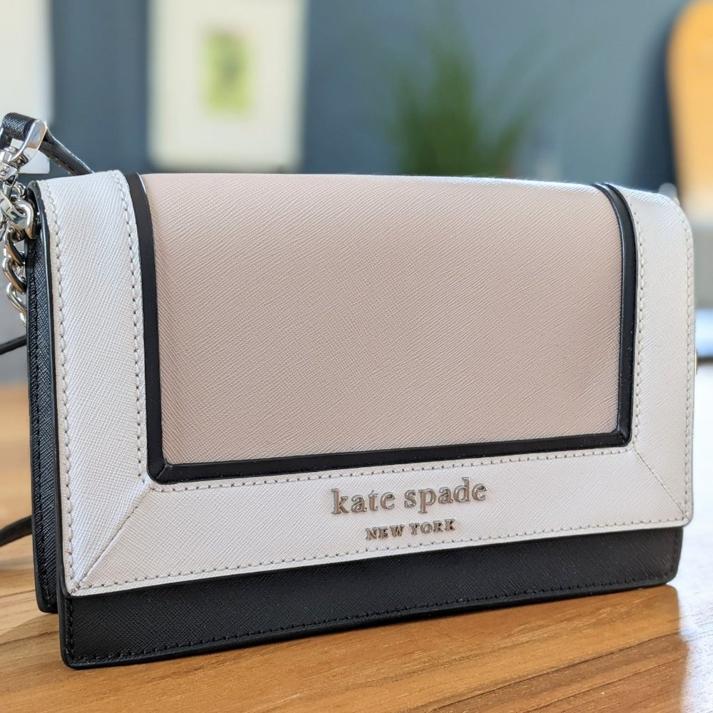 Kate Spade Cameron Convertible Crossbody in Beige, White and Black